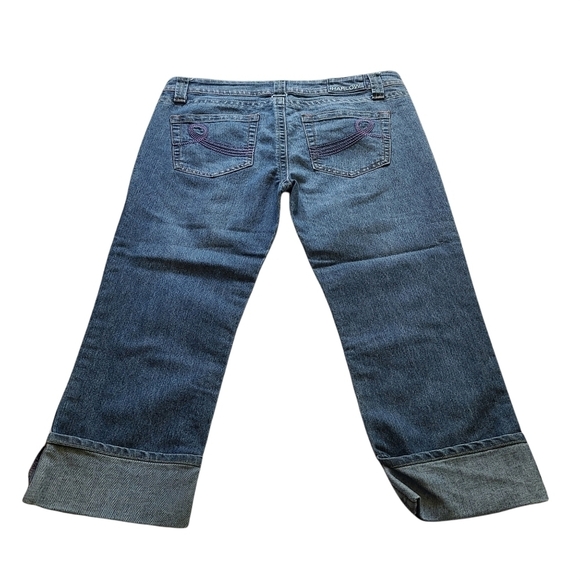 Harlow blue denim jean capris cutoffs  clamdiggers - Picture 2 of 11